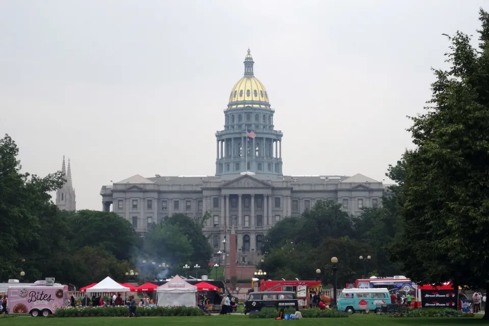 Food trucks in front of Colorado State Capitol.